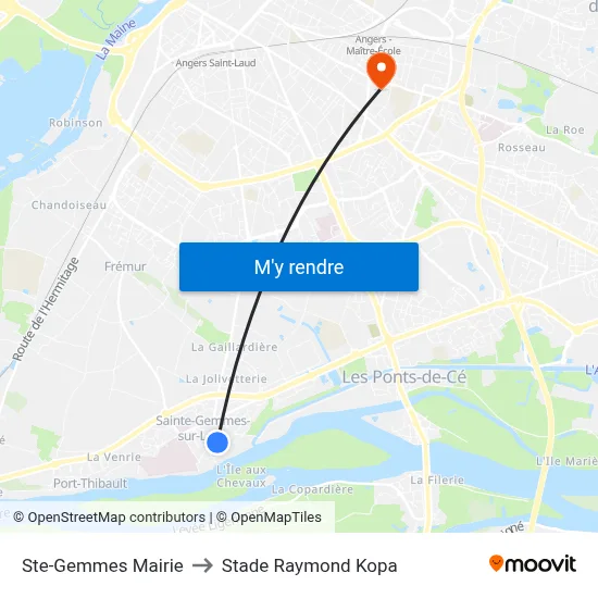 Ste-Gemmes Mairie to Stade Raymond Kopa map