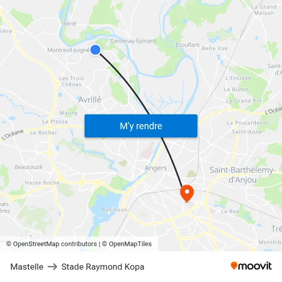 Mastelle to Stade Raymond Kopa map