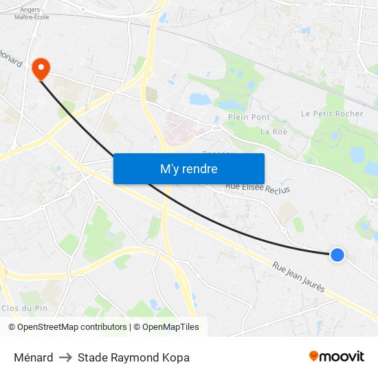 Ménard to Stade Raymond Kopa map