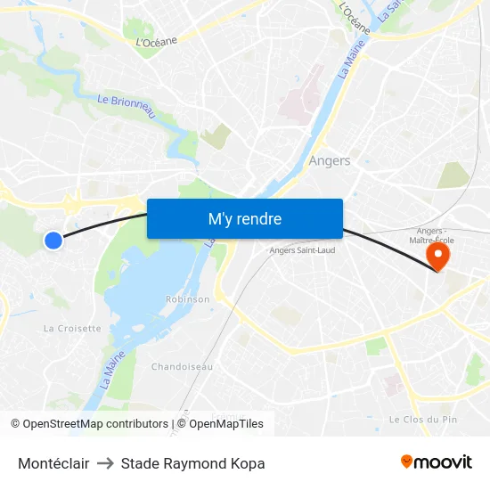 Montéclair to Stade Raymond Kopa map