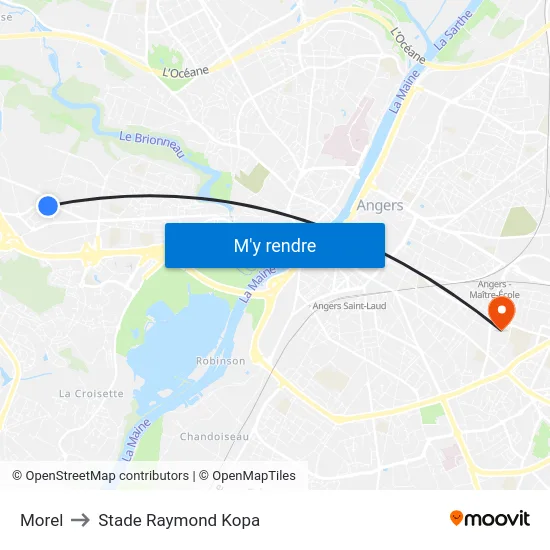 Morel to Stade Raymond Kopa map