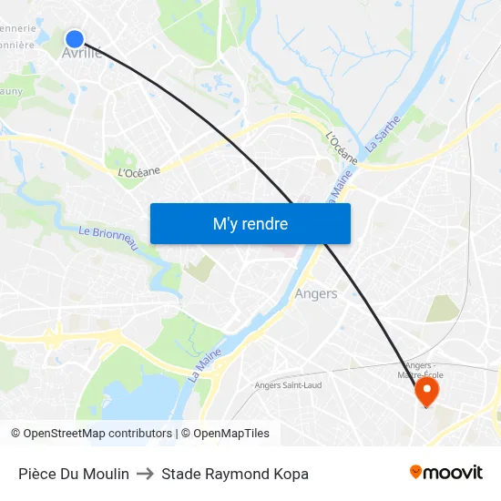 Pièce Du Moulin to Stade Raymond Kopa map