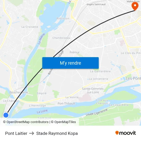 Pont Laitier to Stade Raymond Kopa map