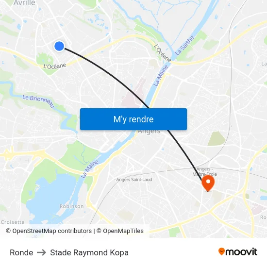 Ronde to Stade Raymond Kopa map