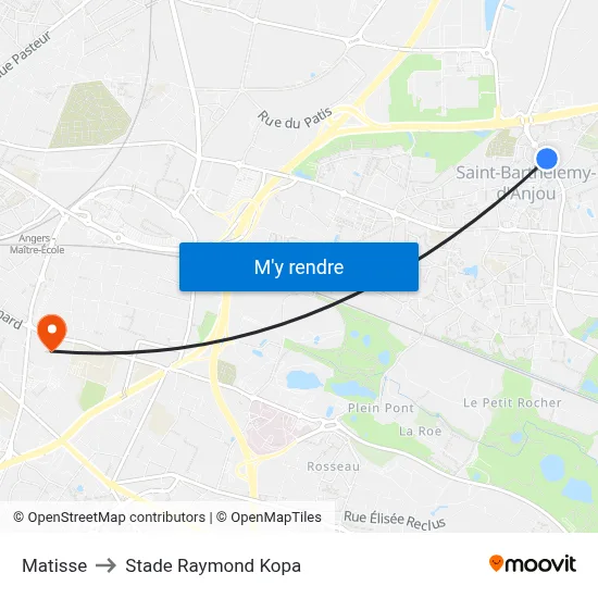 Matisse to Stade Raymond Kopa map