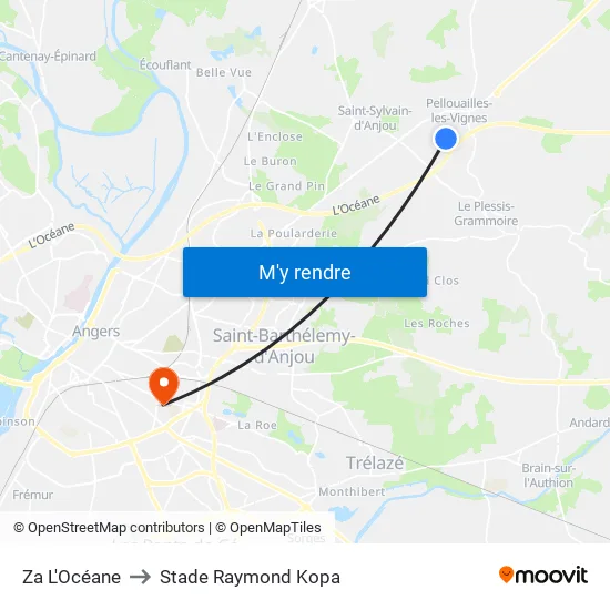 Za L'Océane to Stade Raymond Kopa map