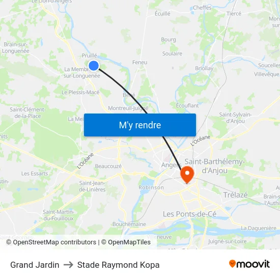Grand Jardin to Stade Raymond Kopa map