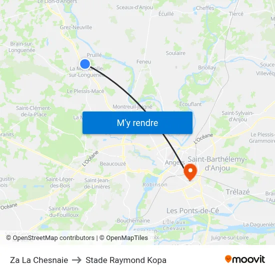 Za La Chesnaie to Stade Raymond Kopa map