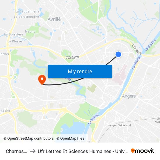 Charnasserie to Ufr Lettres Et Sciences Humaines - Université D'Angers map