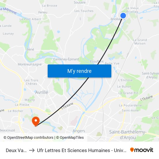 Deux Vallées to Ufr Lettres Et Sciences Humaines - Université D'Angers map