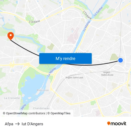 Afpa to Iut D'Angers map
