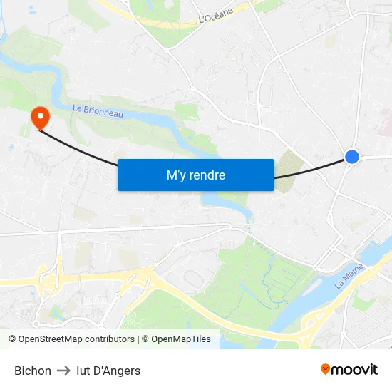 Bichon to Iut D'Angers map