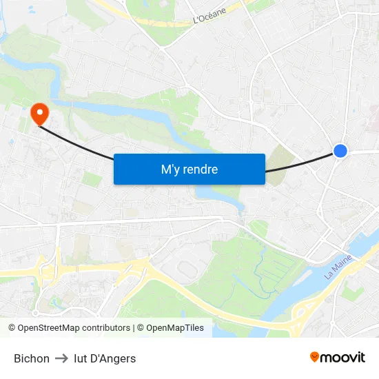 Bichon to Iut D'Angers map