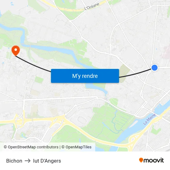 Bichon to Iut D'Angers map