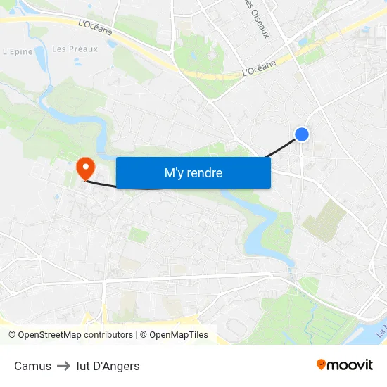 Camus to Iut D'Angers map