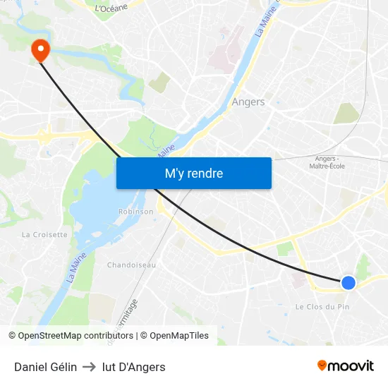 Daniel Gélin to Iut D'Angers map