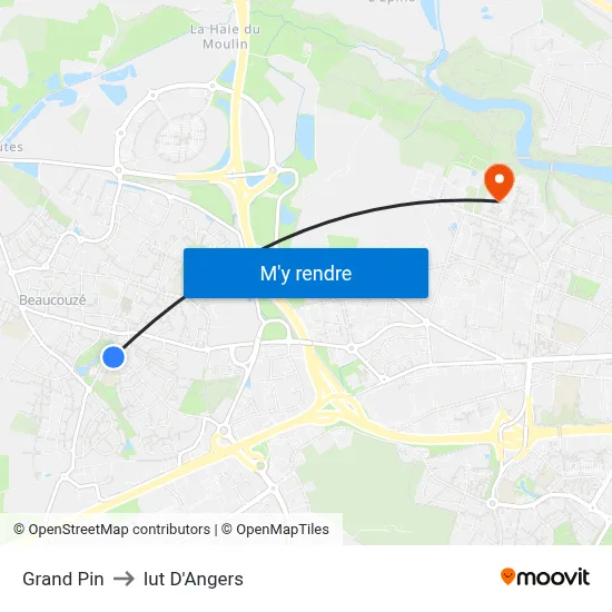 Grand Pin to Iut D'Angers map