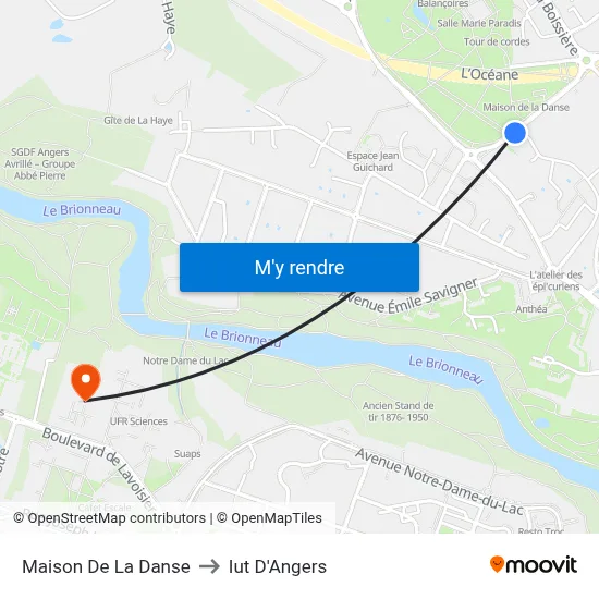 Maison De La Danse to Iut D'Angers map