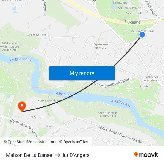 Maison De La Danse to Iut D'Angers map