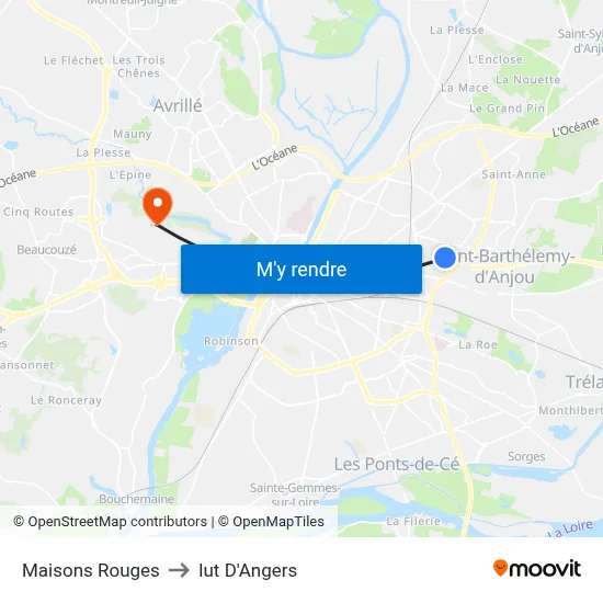Maisons Rouges to Iut D'Angers map