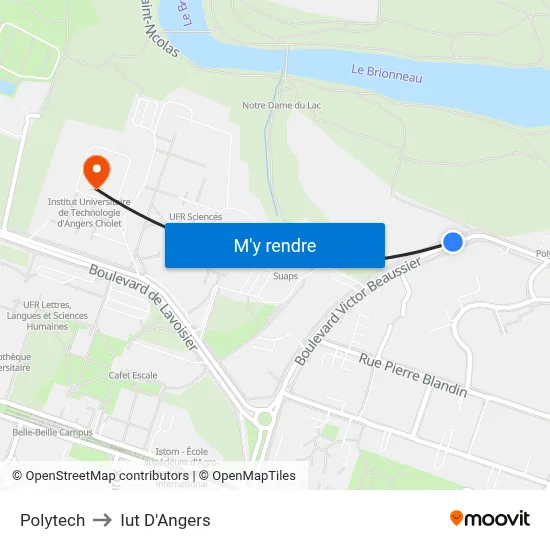 Polytech to Iut D'Angers map