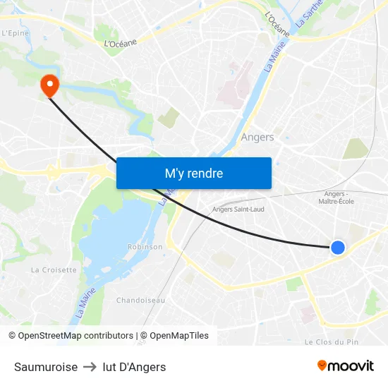 Saumuroise to Iut D'Angers map