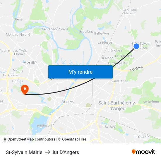 St-Sylvain Mairie to Iut D'Angers map