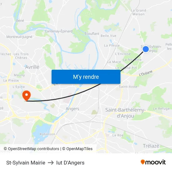 St-Sylvain Mairie to Iut D'Angers map