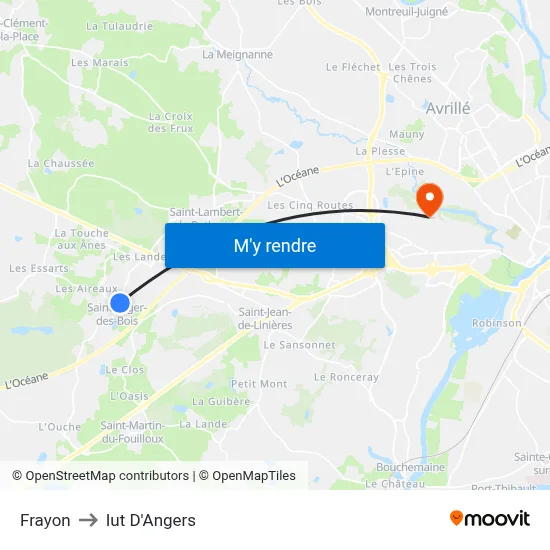 Frayon to Iut D'Angers map