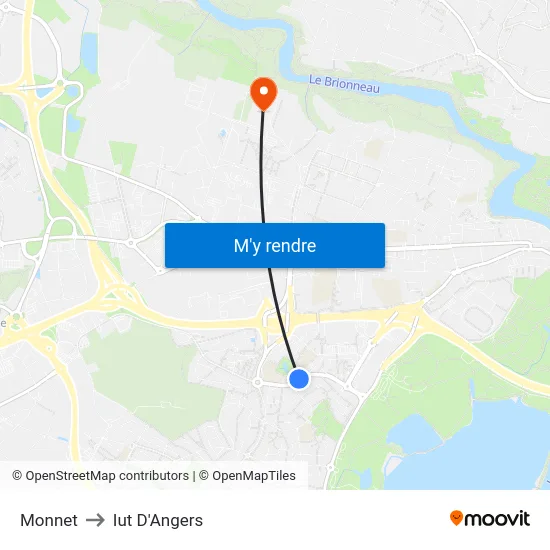 Monnet to Iut D'Angers map