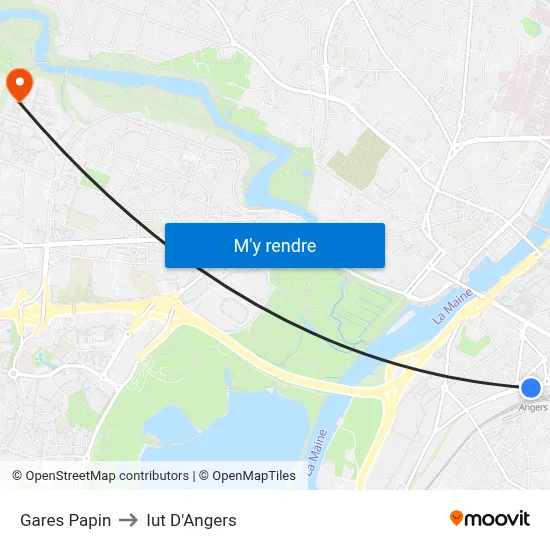 Gares Papin to Iut D'Angers map