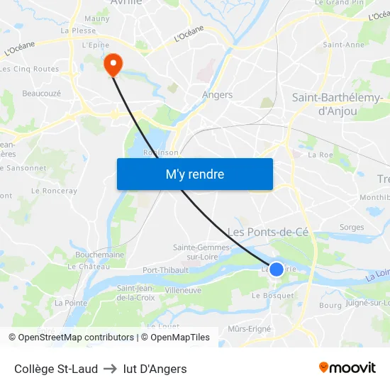 Collège St-Laud to Iut D'Angers map