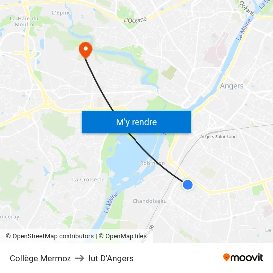 Collège Mermoz to Iut D'Angers map