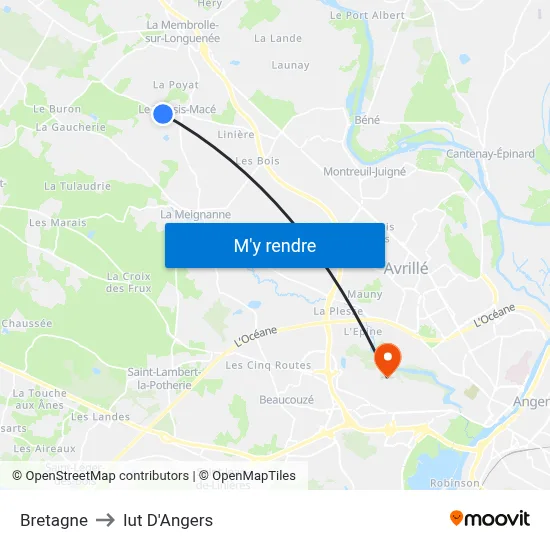Bretagne to Iut D'Angers map