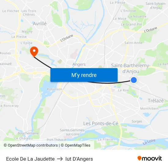 Ecole De La Jaudette to Iut D'Angers map