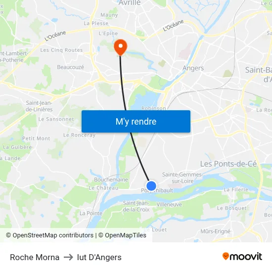 Roche Morna to Iut D'Angers map