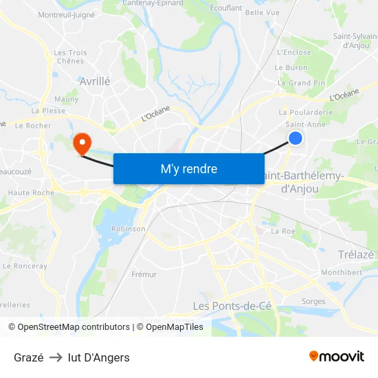 Grazé to Iut D'Angers map