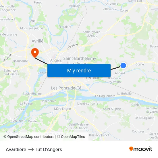 Avardière to Iut D'Angers map