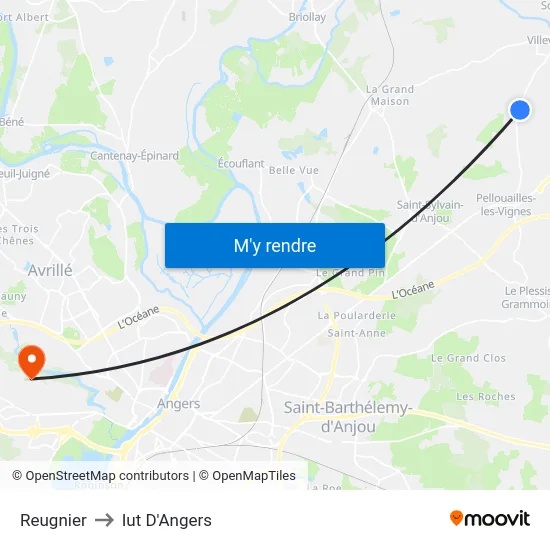 Reugnier to Iut D'Angers map