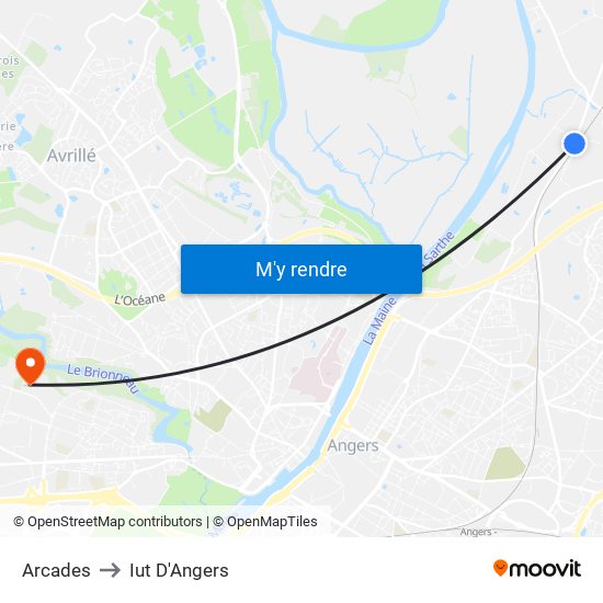 Arcades to Iut D'Angers map