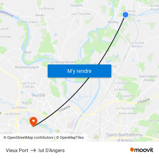 Vieux Port to Iut D'Angers map