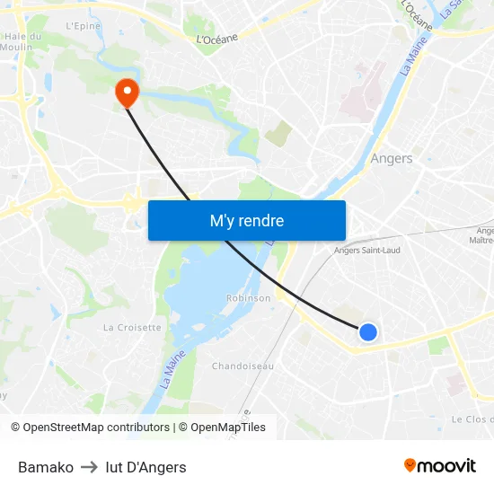Bamako to Iut D'Angers map
