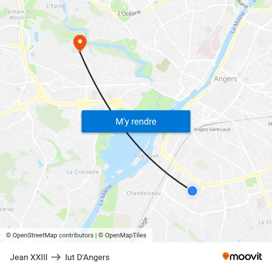 Jean XXIII to Iut D'Angers map