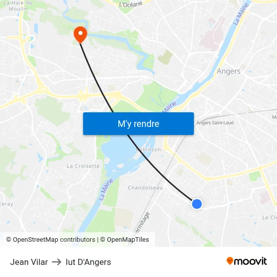 Jean Vilar to Iut D'Angers map