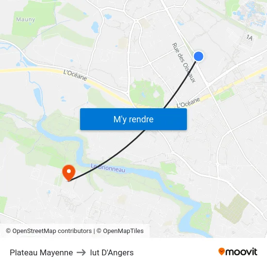 Plateau Mayenne to Iut D'Angers map