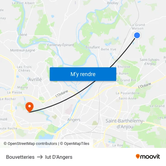 Bouvetteries to Iut D'Angers map