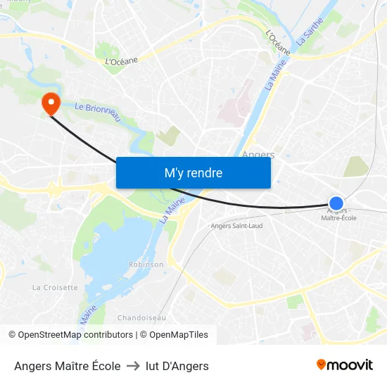 Angers Maître École to Iut D'Angers map