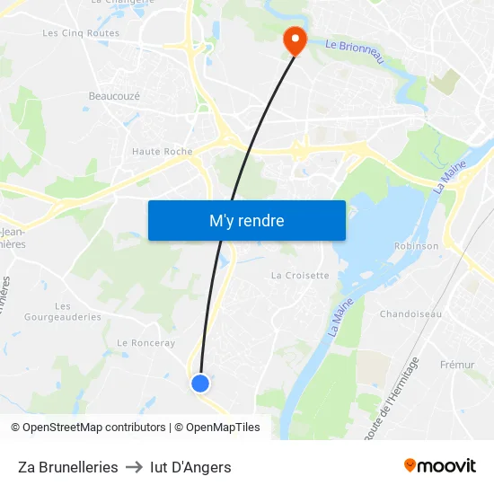 Za Brunelleries to Iut D'Angers map