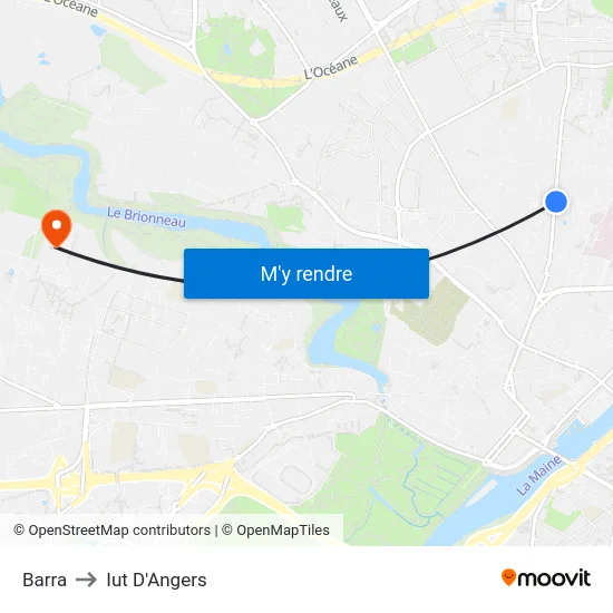 Barra to Iut D'Angers map