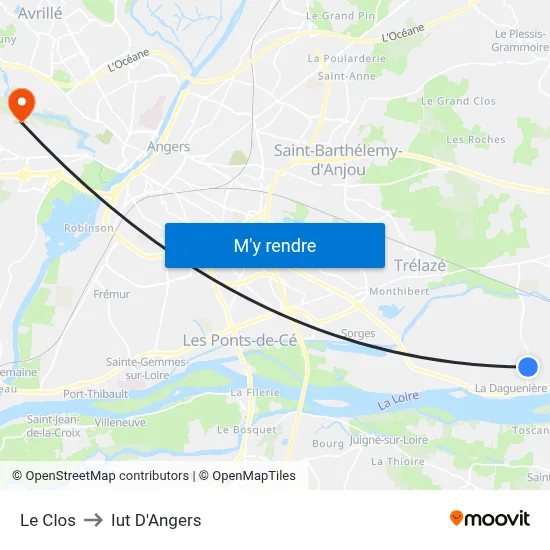 Le Clos to Iut D'Angers map